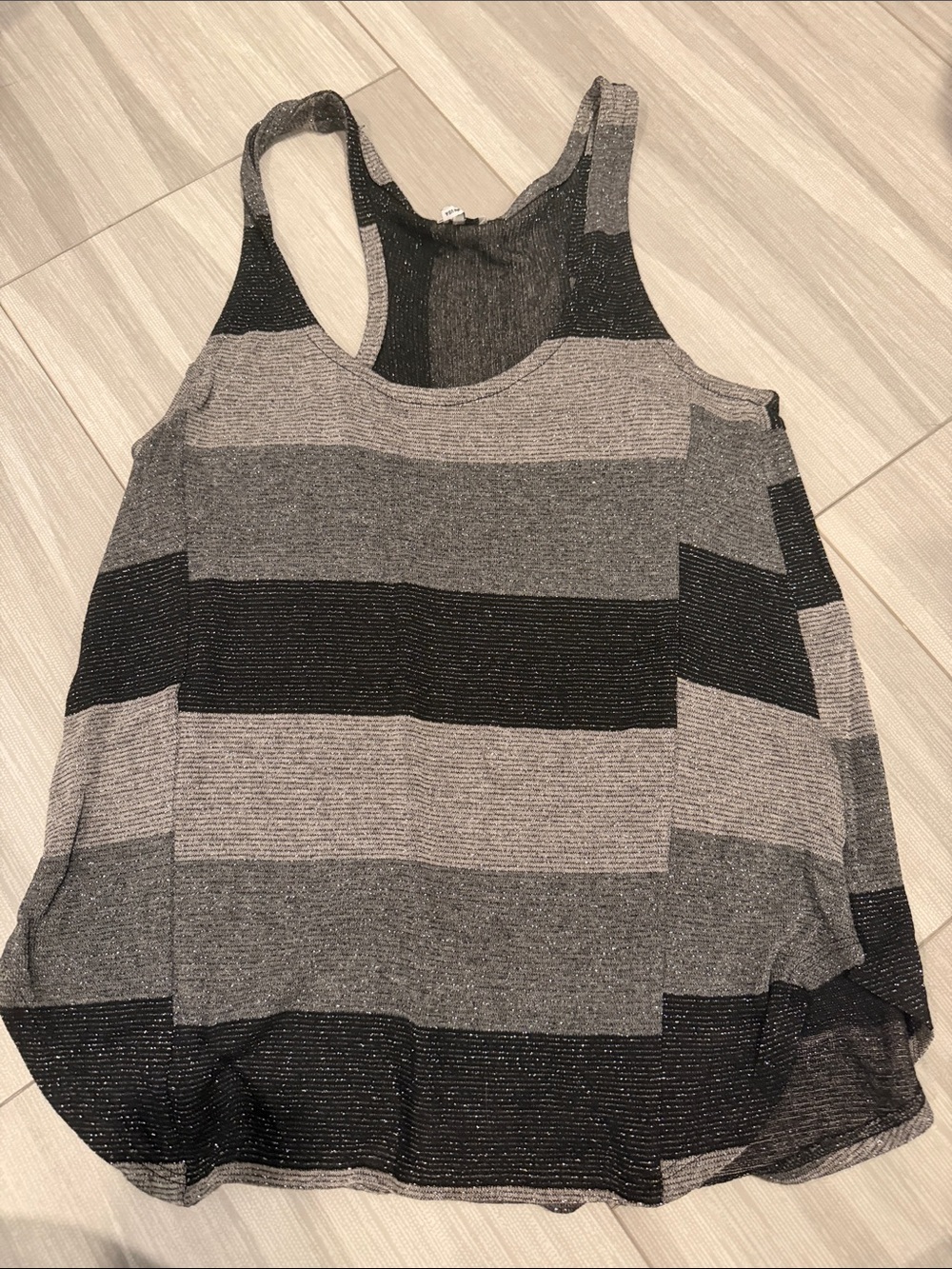 Splendid Black & Gray Striped Racerback Tank